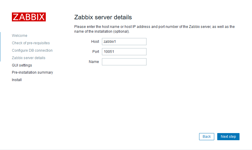 Zabbix Server Details