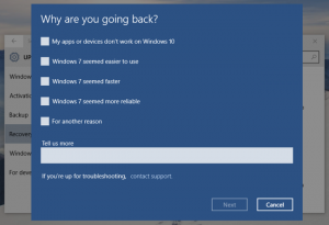 Windows 10 uninstall Reason